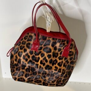 Elizabeth Arden Leopard Print Bag with Red Trim